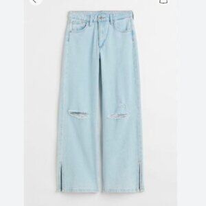 H&M Girl’s WIDE HIGH JEANS Light Denim Blue